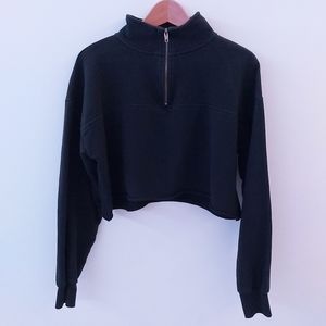 Forever 21 Mock Neck 1/4 Zip Cropped Sweater